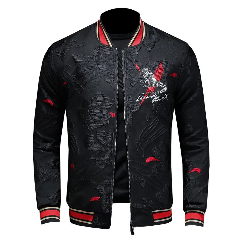 Male qiu dong's personality and fashionable leisure embroidery printing jacket men suit male article number 19374 P185 | Мужская