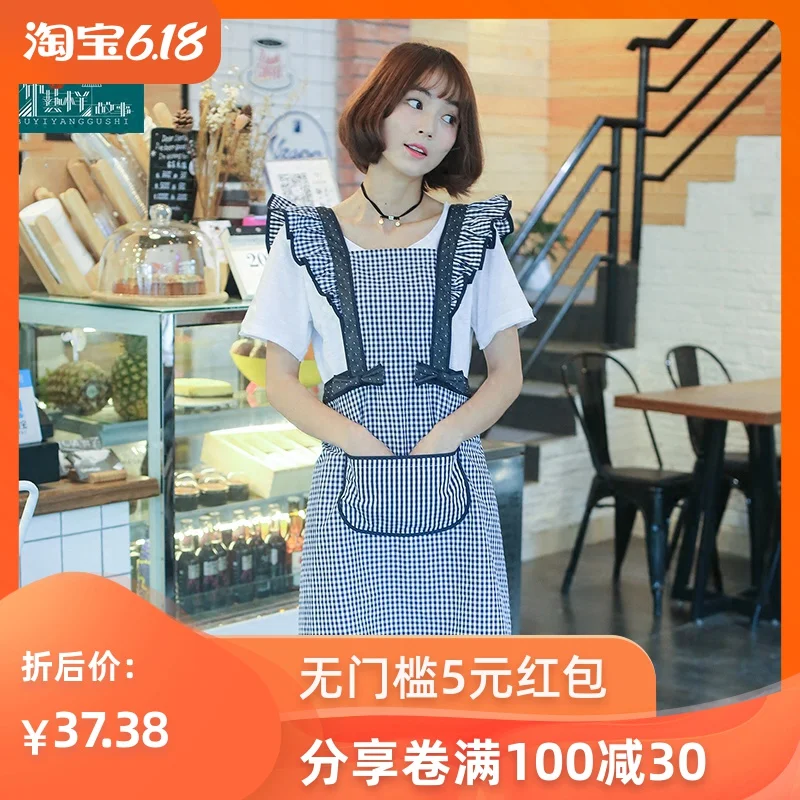 Original Korean fashion cute literary apron pastoral sling manicure Western restaurant home kitchen oil | Дом и сад
