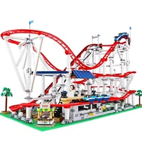technical ideas amusement park series roller coaster building blocks compatible 10261 bricks assembly toys gift for children