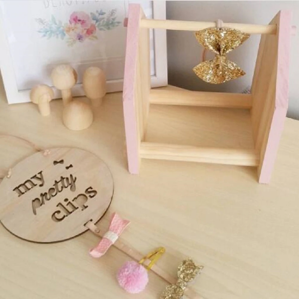Nordic Style Wooden Wood Mini Hair Clips Accessories Photos Storage Pendant Round Baby Hairpin Cable | Дом и сад