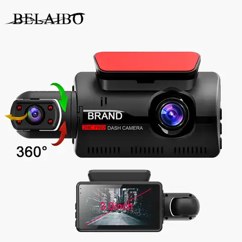 Автомобильный видеорегистратор с 2 объективами HD1080P, Автомобильный видеорегистратор в черном корпусе, 3,0 дюймовый IPS-видеорегистратор с фун...