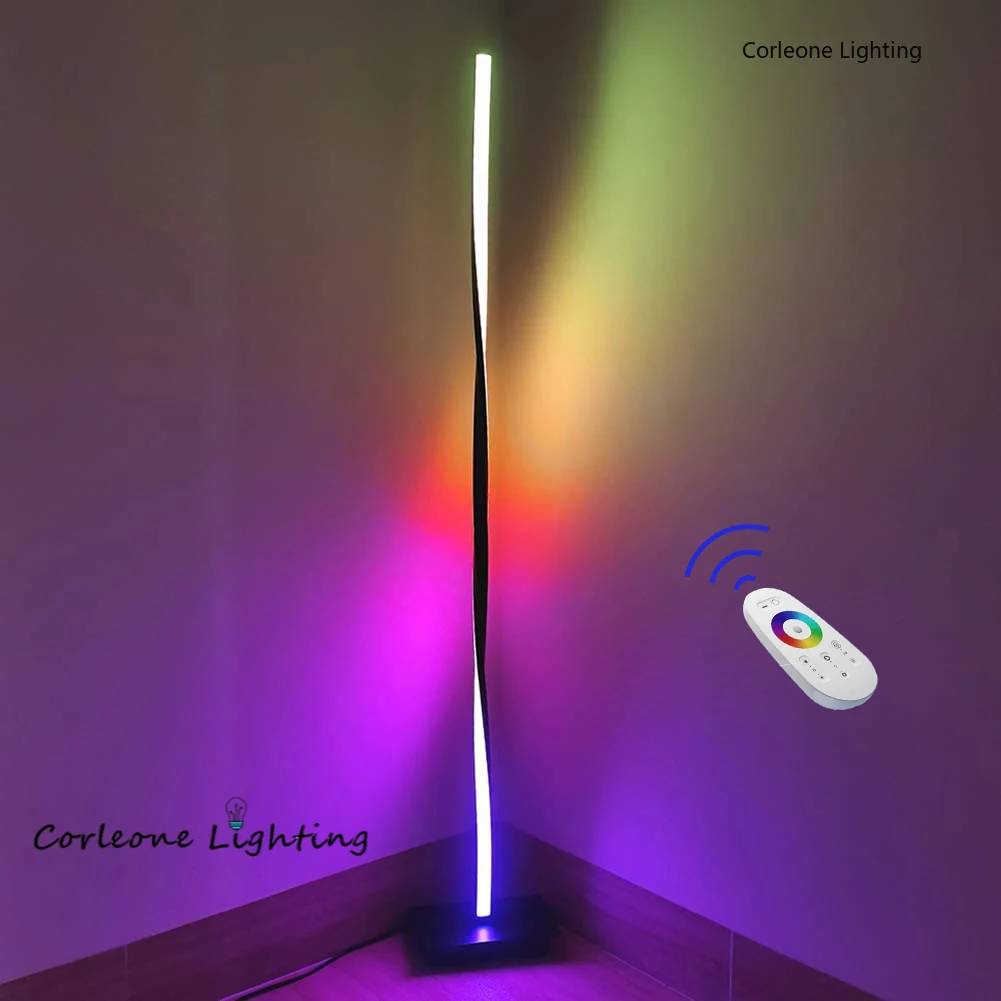 

Minimalist LED Corner Floor Lamp 18W with Remote Control Color Changing Atmosphere Free Standing Lamps for Living Room Bedroom