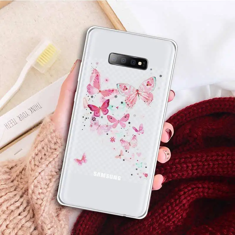 

butterfly beautiful fashion design pattern Phone Case Transparent For Samsung Galaxy A 71 21s S note 8 9 10 plus 20 ultra