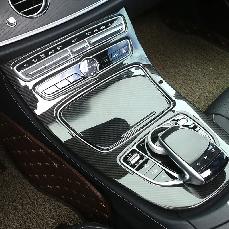 

Наклейка на центральную панель управления для Mercedes Benz E Class W213 2015-2018, крышка рамы панели трансмиссии, отделка, аксессуары для интерьера