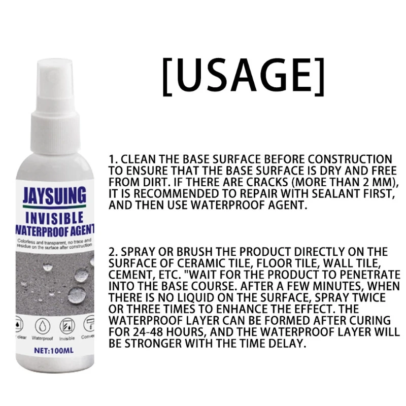 

100ml Invisible Waterproof Agent Sealant For Roof Leak-proof Permeable Drain Spray Home Patch Tools Sealant Roof Glues