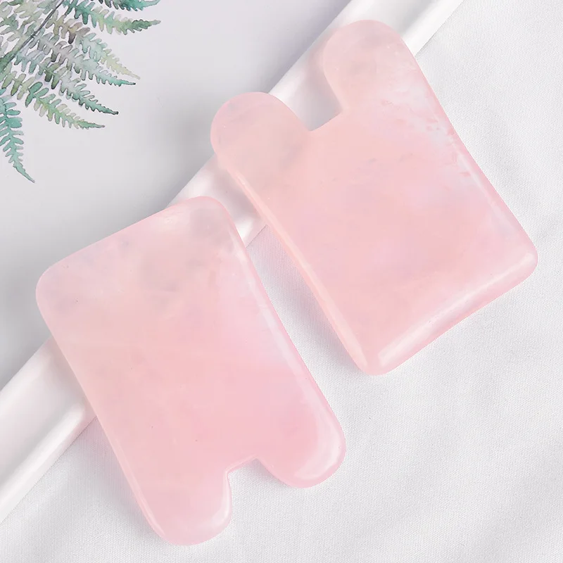 Массажная тарелка гуаша из натурального нефрита пластина розового кварца для