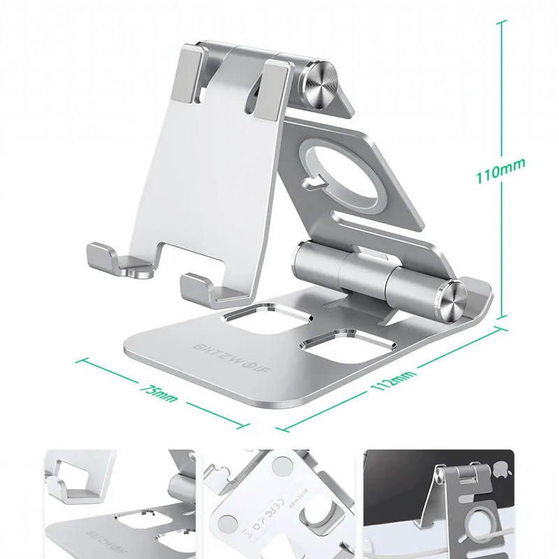 

BlitzWolf 3 In 1 Tablet/Phone Holder Portable Foldable Stable Anti-Tip Desktop Stand Adjustable For Kids Learning Live Streaming