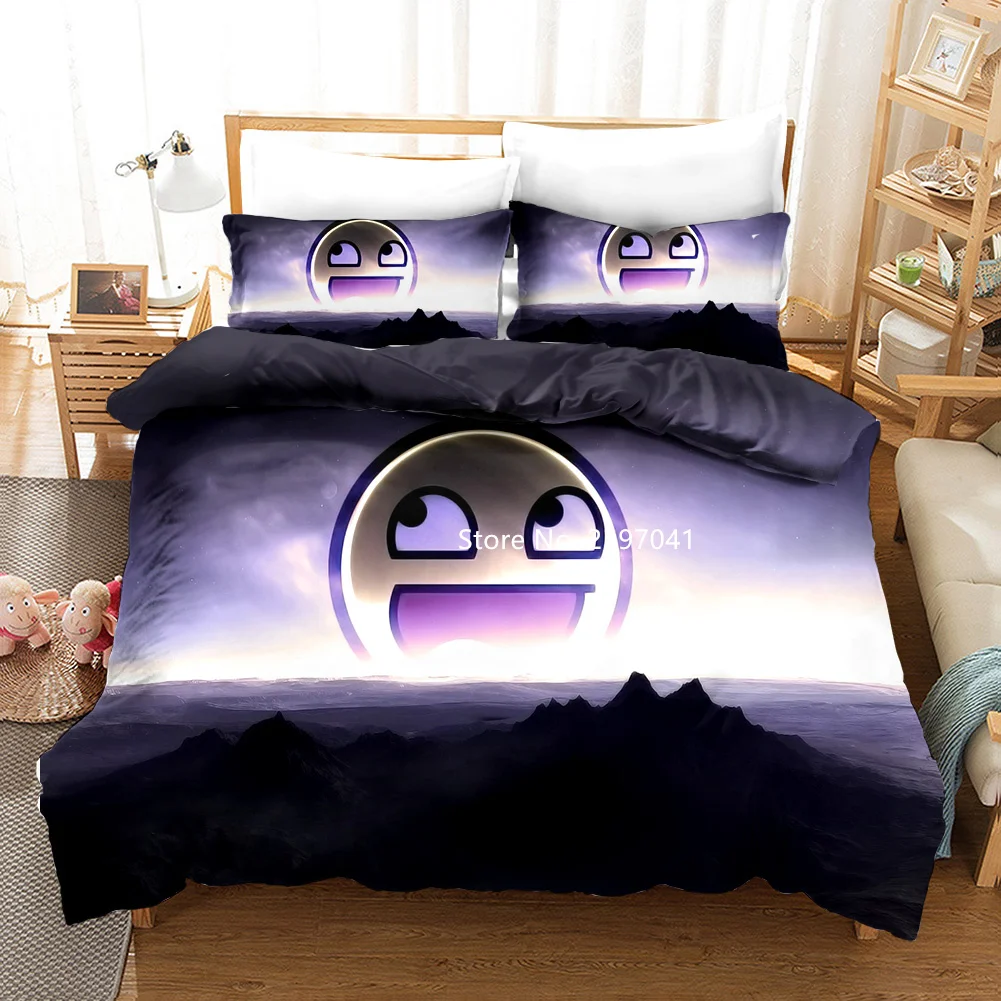 

3D Smiley Face Good Mood Series Bedding Set 2-3 Facial Smiley Face Pattern Quilt Cover and Pillowcase Bedroom Decoration Adult