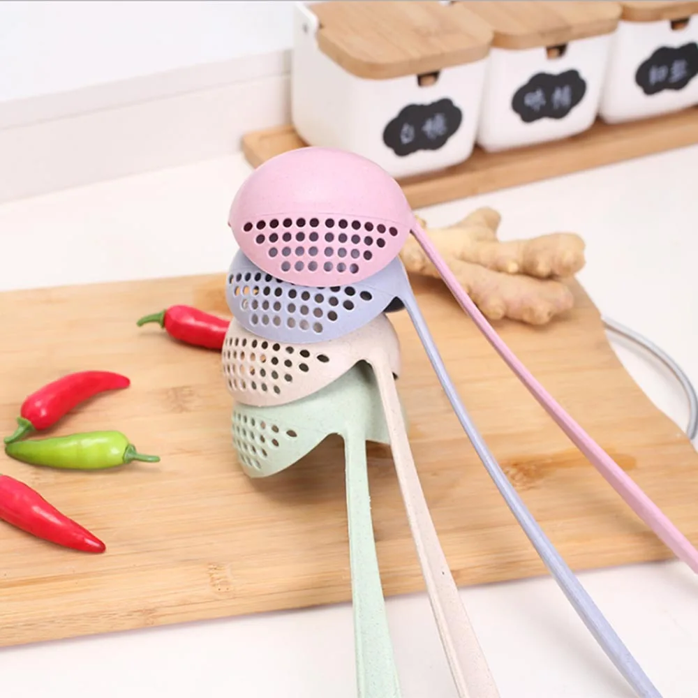 2 in 1 Long Handle Soup Spoon Home Vegetable Strainer Large Cooking Colander Shovels Kitchen Scoop Plastic Ladle Tableware | Дом и сад
