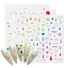 Золотые геометрические круглые Ромбы, 3D наклейки для ногтей, наклейки, звезды, луна, дизайн, Переводные Слайдеры для дизайна ногтей, декоративные аксессуары