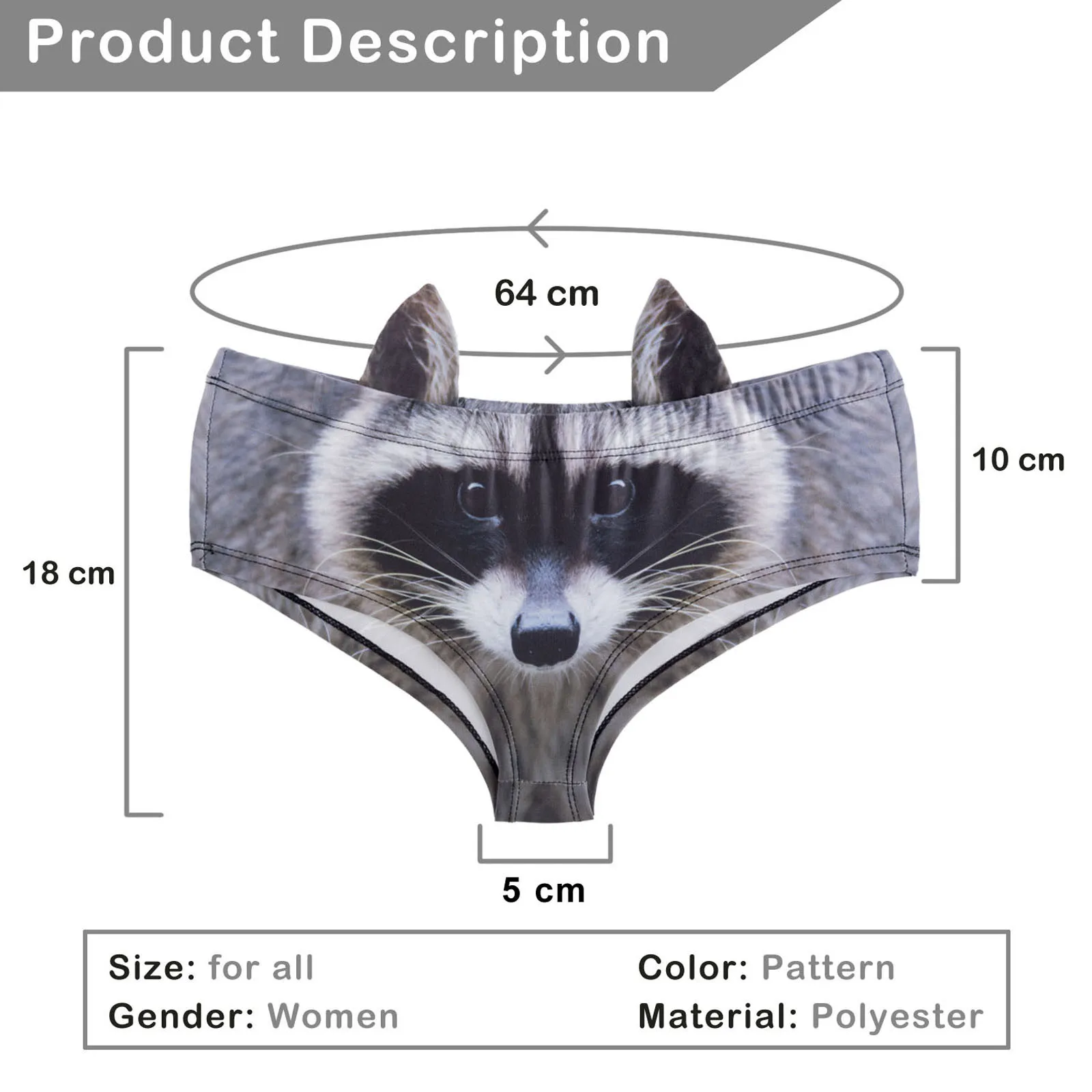 

Women Cute Hipsters Panties Animal Ear Pattern Themed Women Panties 3D Printing Underwear Lift Up Waist Hip Sexy lingerie