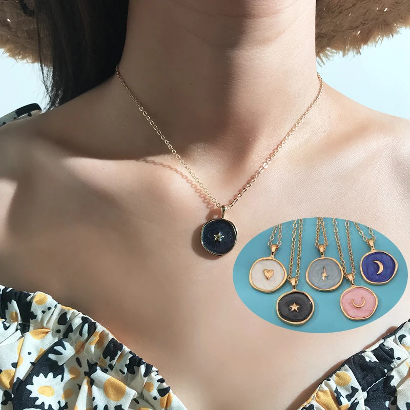 Ожерелье в Корейском стиле с подвеской виде Луны звезды сердца | Украшения и
