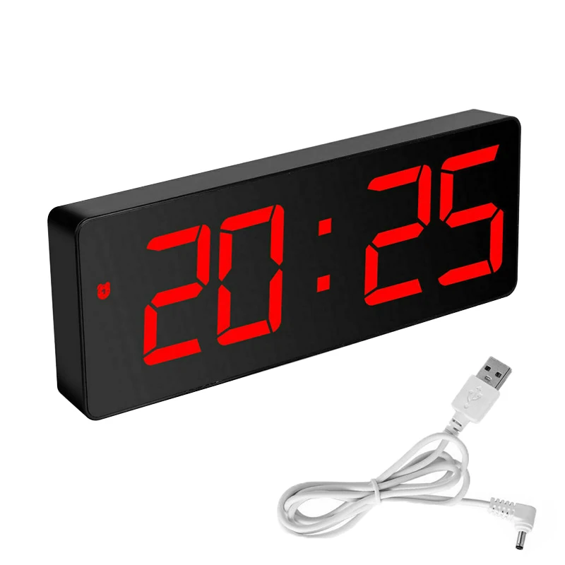 New Digital LED Large Display Alarm Clock Home Decor Desktop Ornaments USB/Battery Operate Mirror Face Design | Дом и сад