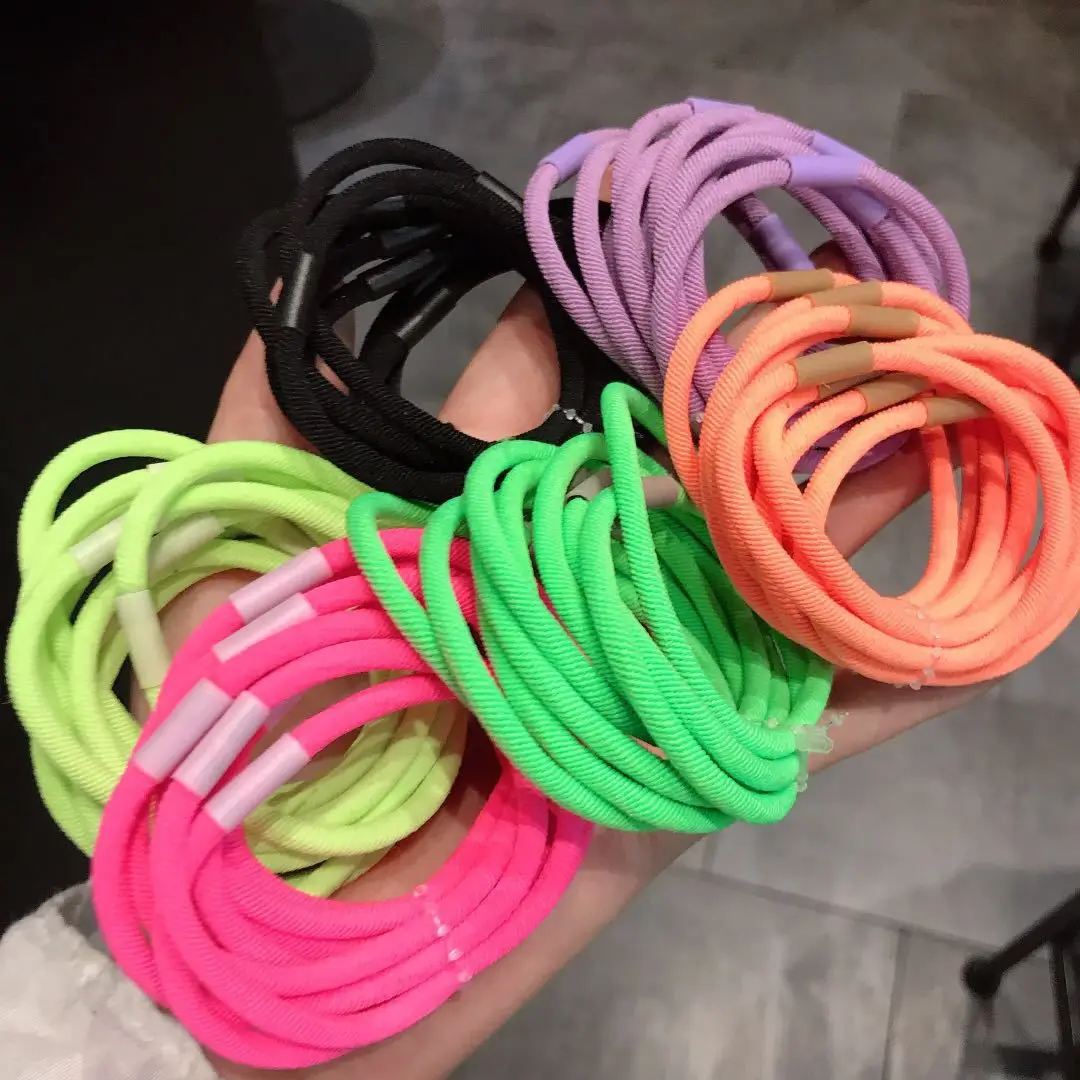 Elastic Hair Bands Bright Neon Colorful Thick Rubber Band Basic Hair Tie Head Band For Women