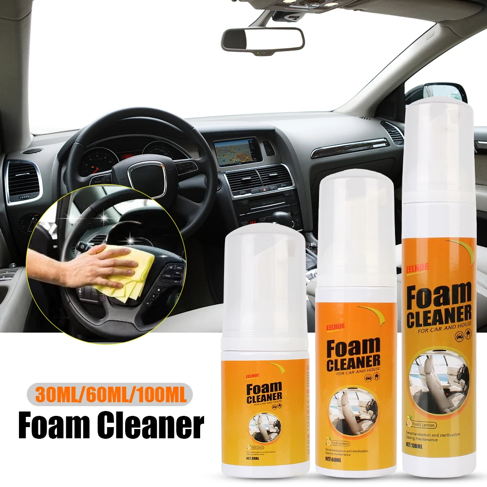 30/60/120ML Liquid Foam Cleaner Spray Car Cleaning Agent Seat Leather Dashboard Wash Lemon Scented Interior Auto Accessories