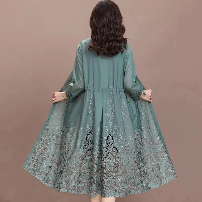 Ветровка с вышивкой Женская длинная Осенняя накидка 2021 высококачественный