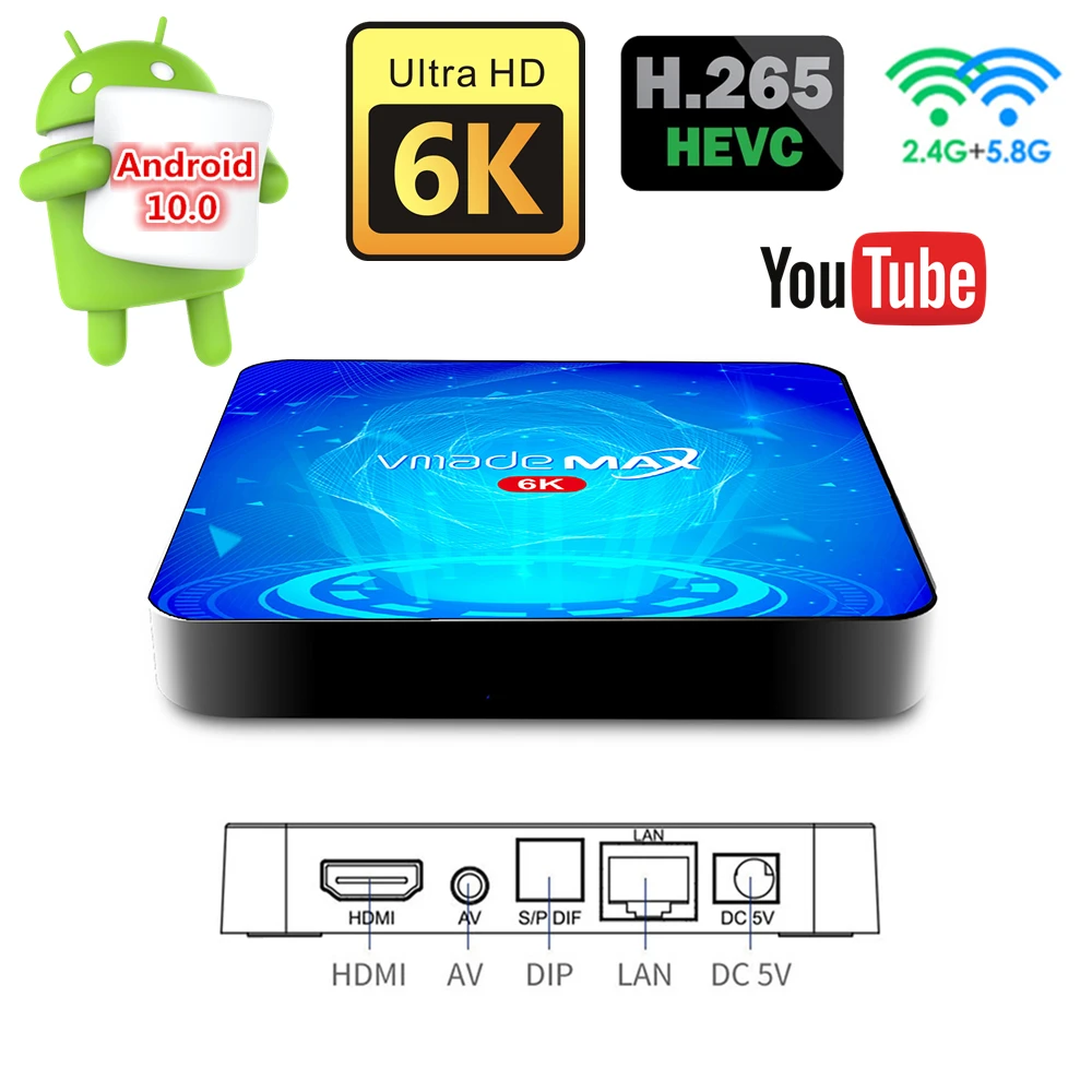 

T2 Smart Android Box tv receiver 4G 32G 64G 6k HD Bluetooth WiFi Fast set top box Android 10 Support Google Store YouTube Media