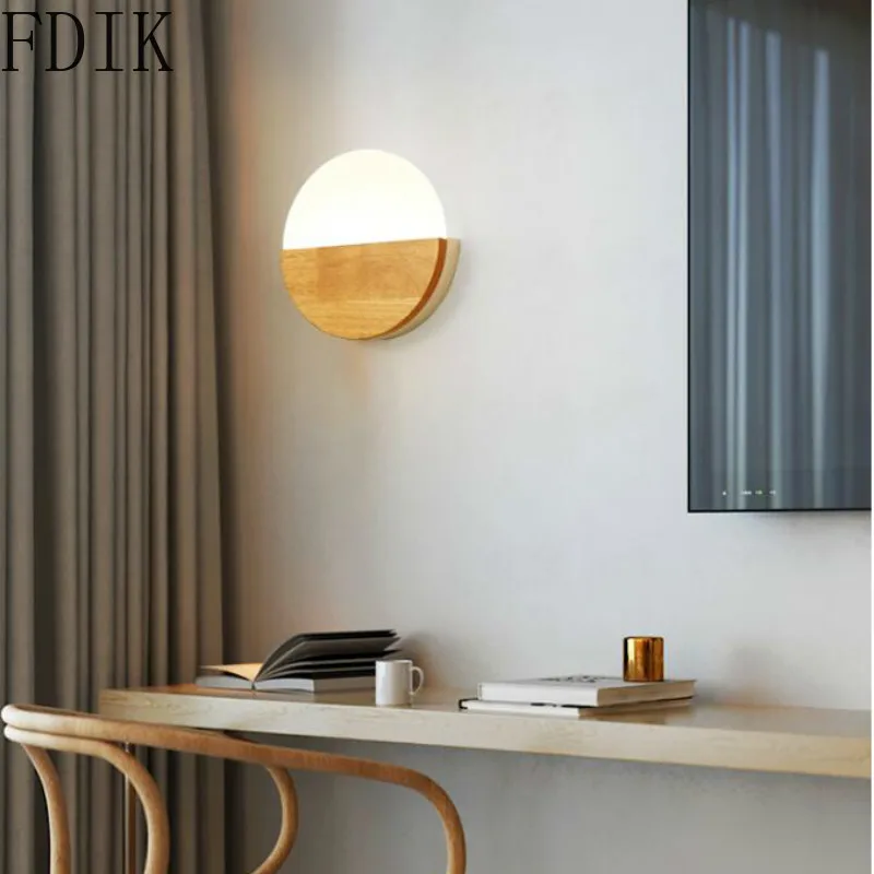 Скандинавская светодиодная настенная лампа креативные деревянные прикроватные