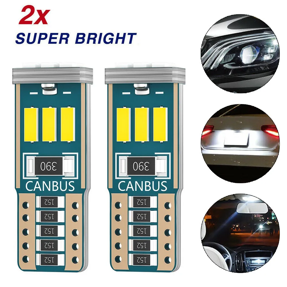 

2X T10 Car LED Bulbs 9 SMD CANBUS Error Free W5W 501 Interior Wedge White Light T10/W5W/194