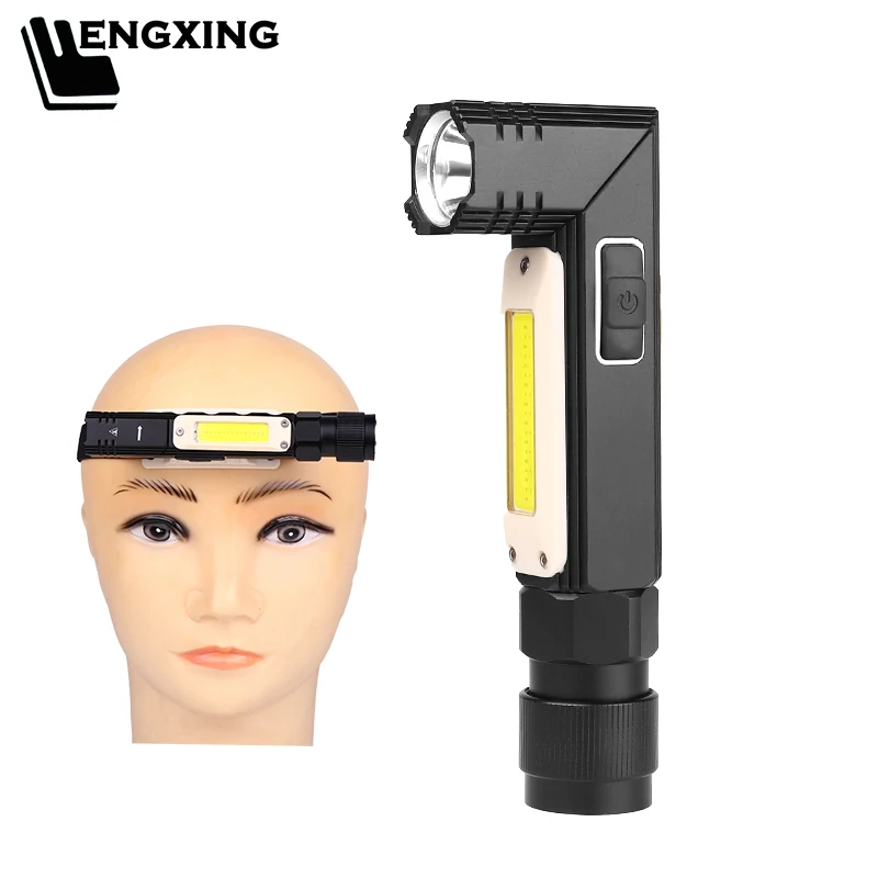 

Work Lamp Rotate Built-in Battery Black XM-L2 U3 & COB LED Flashlight 3000LM Waterproof Light USB Rechargeable Torch Tail Magnet