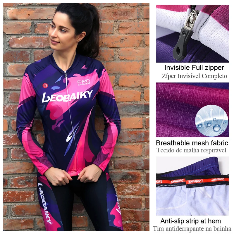 Дышащая летняя одежда для велоспорта с длинным рукавом Женский комплект из