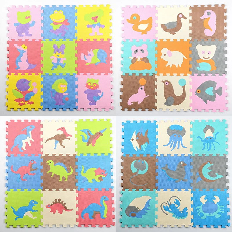 Развивающий детский коврик игровой с животными пазл экологически чистый