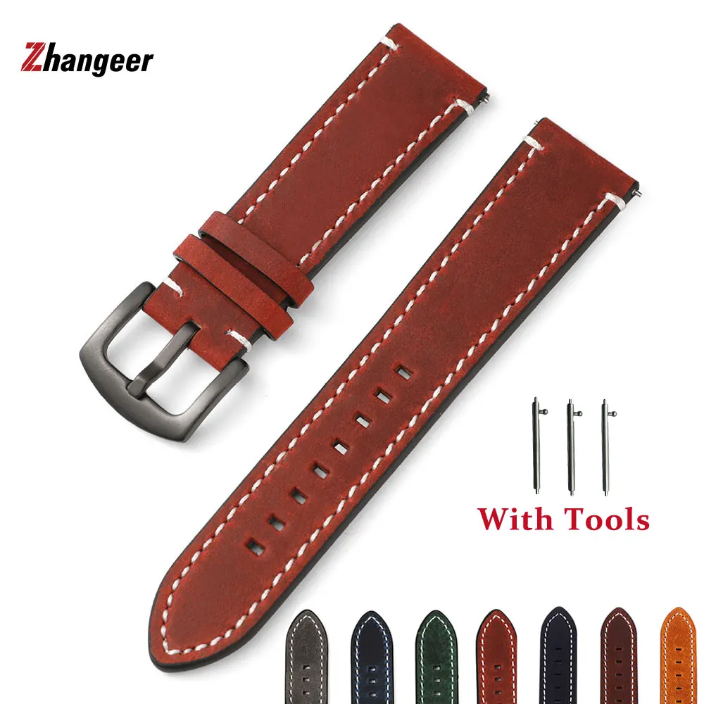 

High Quality Retro Genuine Leather Strap For Gear S3 Watchbands Quick Release Flat Interface Wristband Watch Accessories 18-24mm
