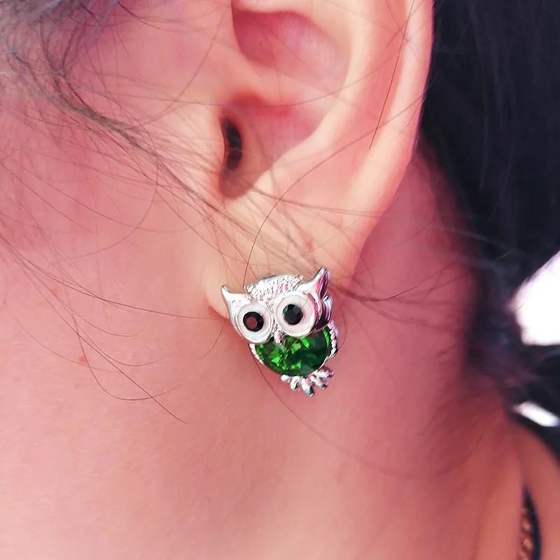 Модные милые серьги-гвоздики с кристаллами в виде совы для женщин винтажные