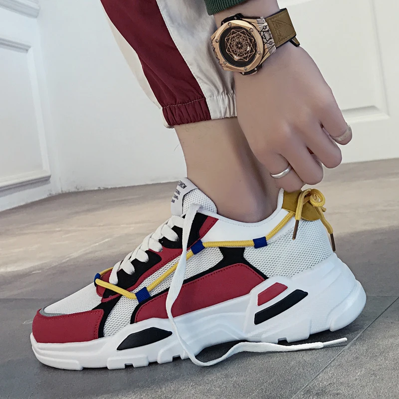 Мужская обувь для бега спортивные кроссовки с толстой подошвой увеличивают рост