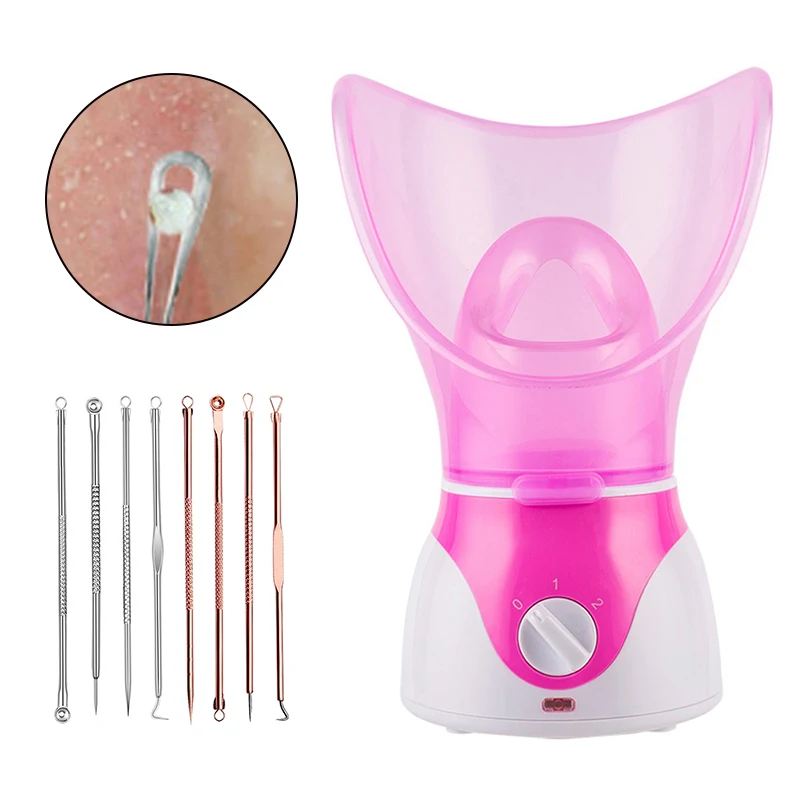 Facial Face Steamer Sauna Pores With Timer And Extract Blackheads Tools 4 Pcs Blackhead Needles Acne Pimple Blemish Skin Care | Красота и