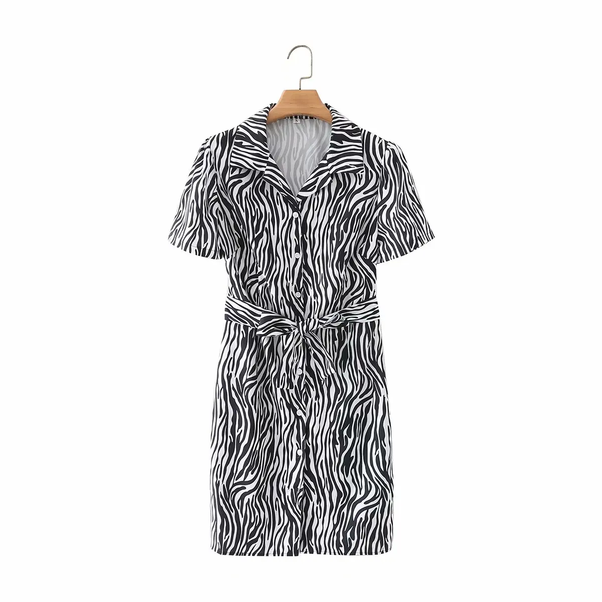 

Vintage Shirt Collar Short Sleeve Mini Shirt Dresses DLQZ2053