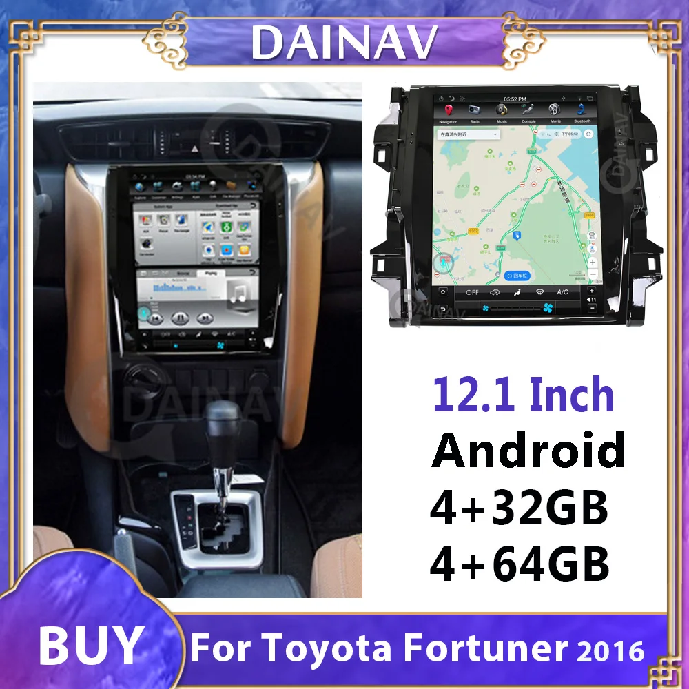 

Вертикальный экран 12,1 дюйма, Автомобильная GPS-навигация на платформе Android для Toyota Fortuner 2016, автомобильный мультимедийный DVD-плеер, автомобиль...