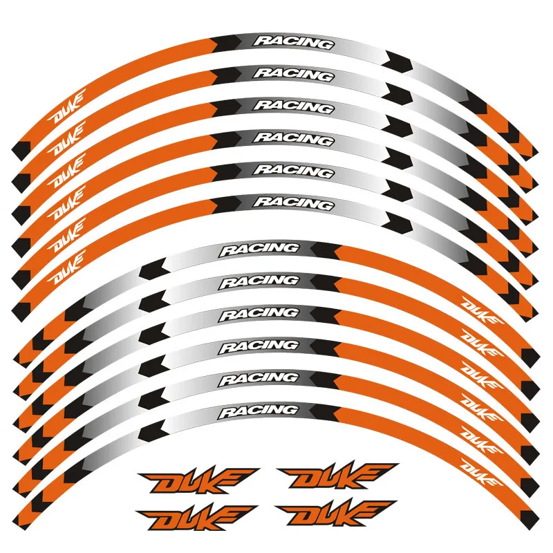 

New high quality 12 Pcs Fit Motorcycle Wheel Sticker stripe Reflective Rim For KTM DUKE Series