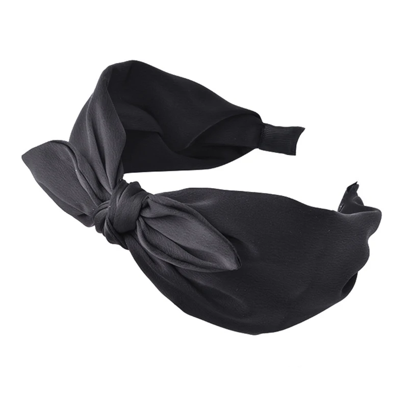 

New Cloth Rabbit Ears Bow Headbands Fashion Wide Solid Handmade No-Slip Knot Hairbands For Women Girls Hair Accessories Headwear