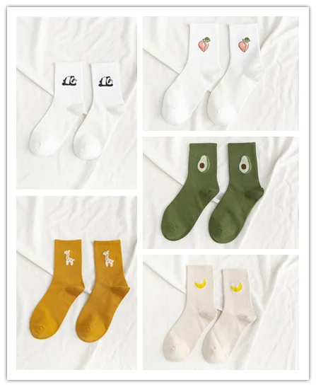 5 pairs 5 пар/упак. унисекс забавные фруктовые мужские носки Harajuku красочные средние Носки мужские 100 Хлопок Kawaii Размер 35-42 - Цвет: 5 pairs