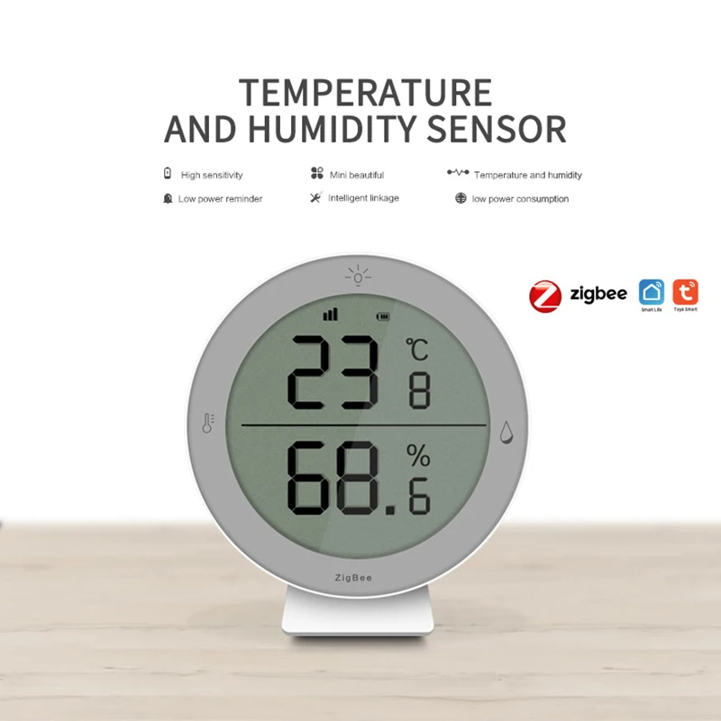 

Tuya ZigBee Smart Home Temperature And Humidity Sensor LED Screen Support Smart Life Tuya App Monitor Temperature And Humidity