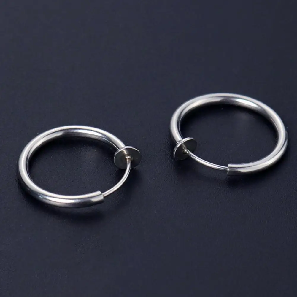 

1Pc Fashionable Unisex Cool Earring Round Non Ear Piercing Mini Circle Decor Hoop Earring Clip Easy to Wear for Daily Wear