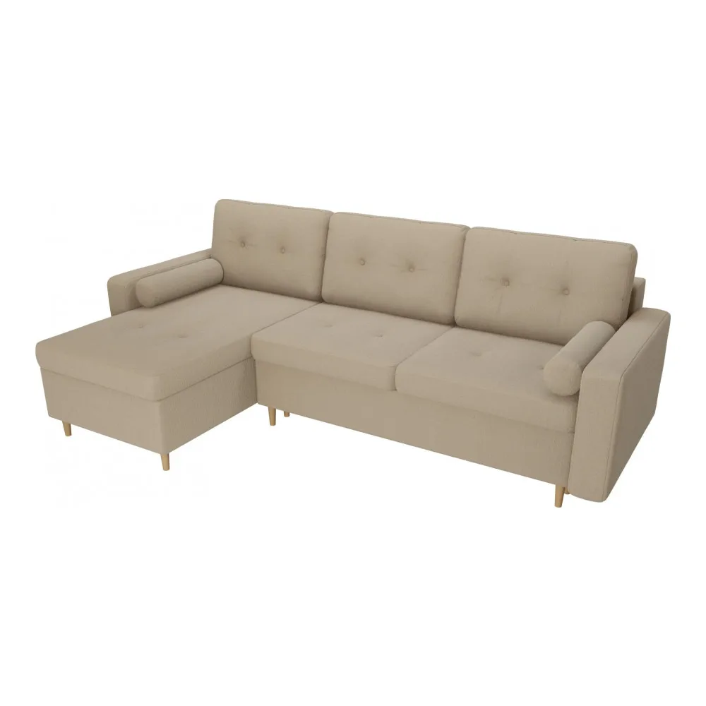 Угловой диван АртМебель Белфаст рогожка бежевый левый угол \ серый |