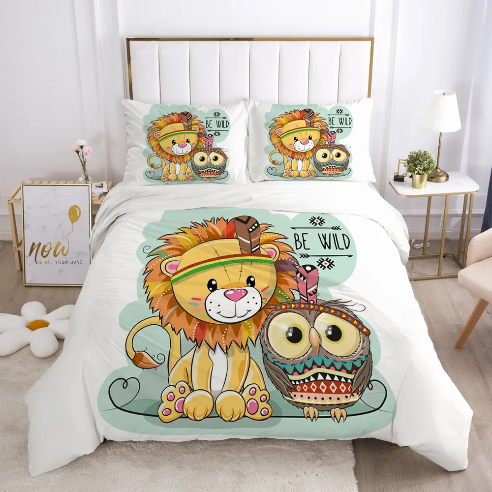 Quilt Covers Pillowcase Bedding Set White Duvet Cover Sets Comforter Case Linen Bed King Queen Size 3D Dog Cartoon Bedclothes | Дом и сад