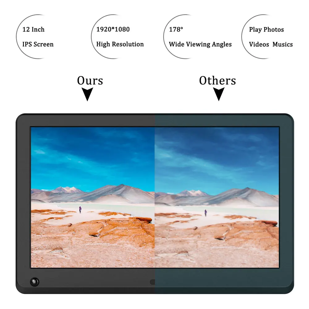 Светодиодный HD экран 12 дюймов с подсветкой цифровая фоторамка 1920*1080 электронный
