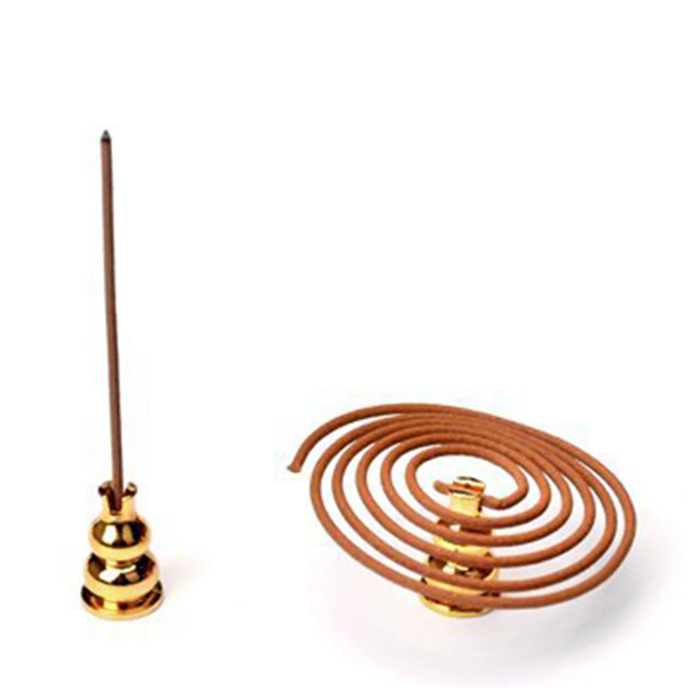 

5 Pcs 1.6x2.5cm Alloy Censer Holders Retro Cucurbit Core Incense Stick Bottles (Golden)