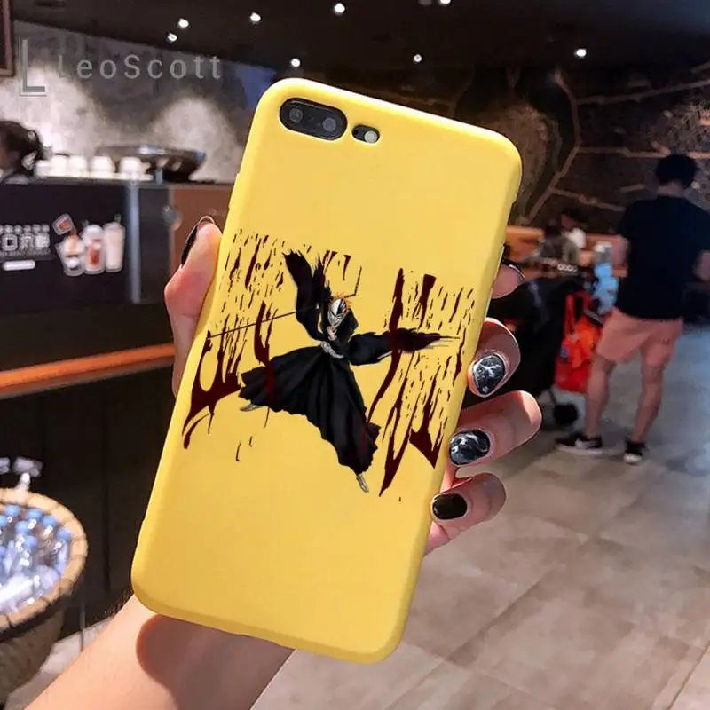 

Anime Bleach Phone Case Yellow Candy Color for iPhone 6 7 8 11 12 s mini pro X XS XR MAX Plus