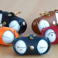 mini golf ball bag faux leather waist pouch storage bag container hold 2 balls swivel waist belt clip