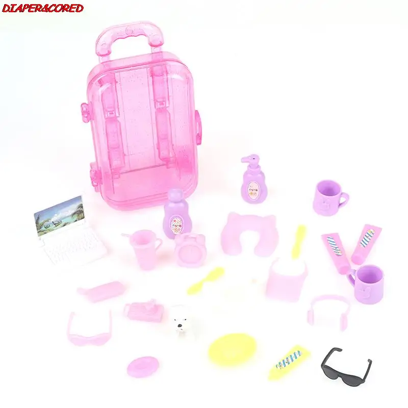 

1set 30cm Doll Accessories Toys Kits For DIY 1/6 Doll Travel Box Clothes Computer