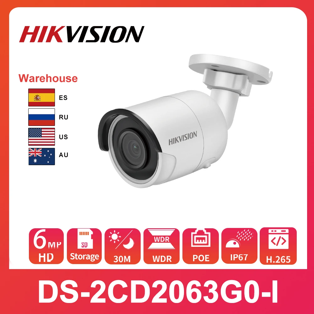 Hikvision оригинальный DS 2CD2063G0 I IP Камера HD 6MP ИК фиксированная пуля PoE H.265 на открытом