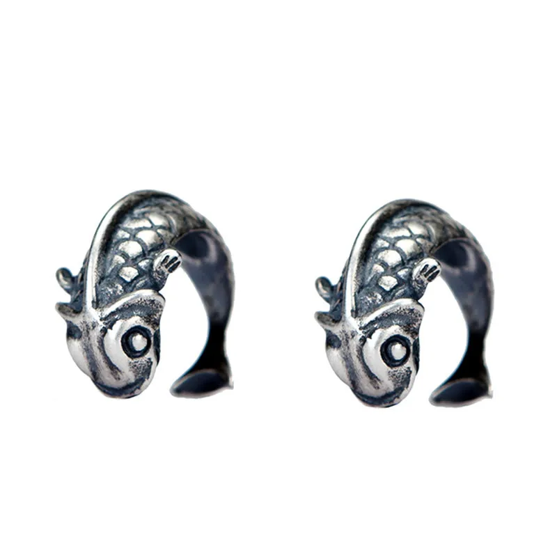 Винтажные серьги FUN BEAUTY Has Fish Koi повседневные серебряные гвоздики унисекс с