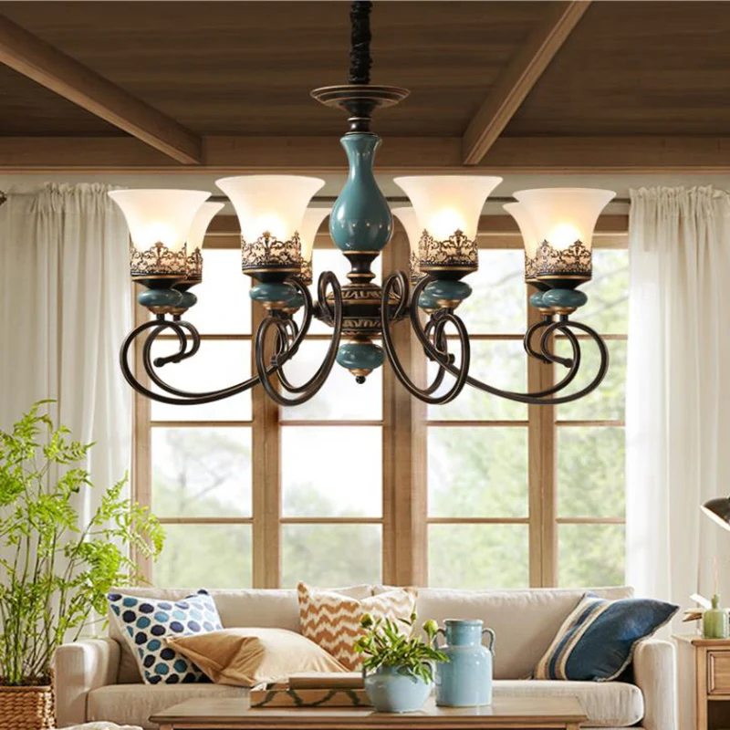 Антикварная светодиодсветодиодный Керамическая люстра во французском стиле