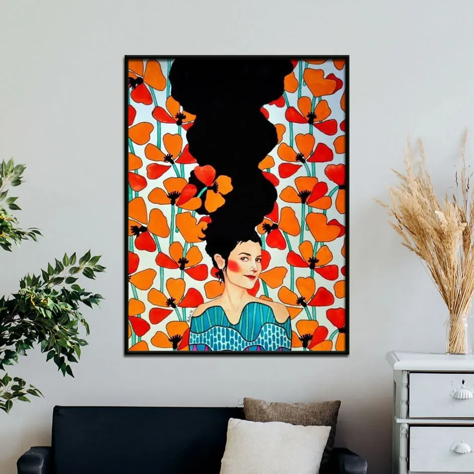 Плакаты и принты в скандинавском стиле с изображением цветов портрет