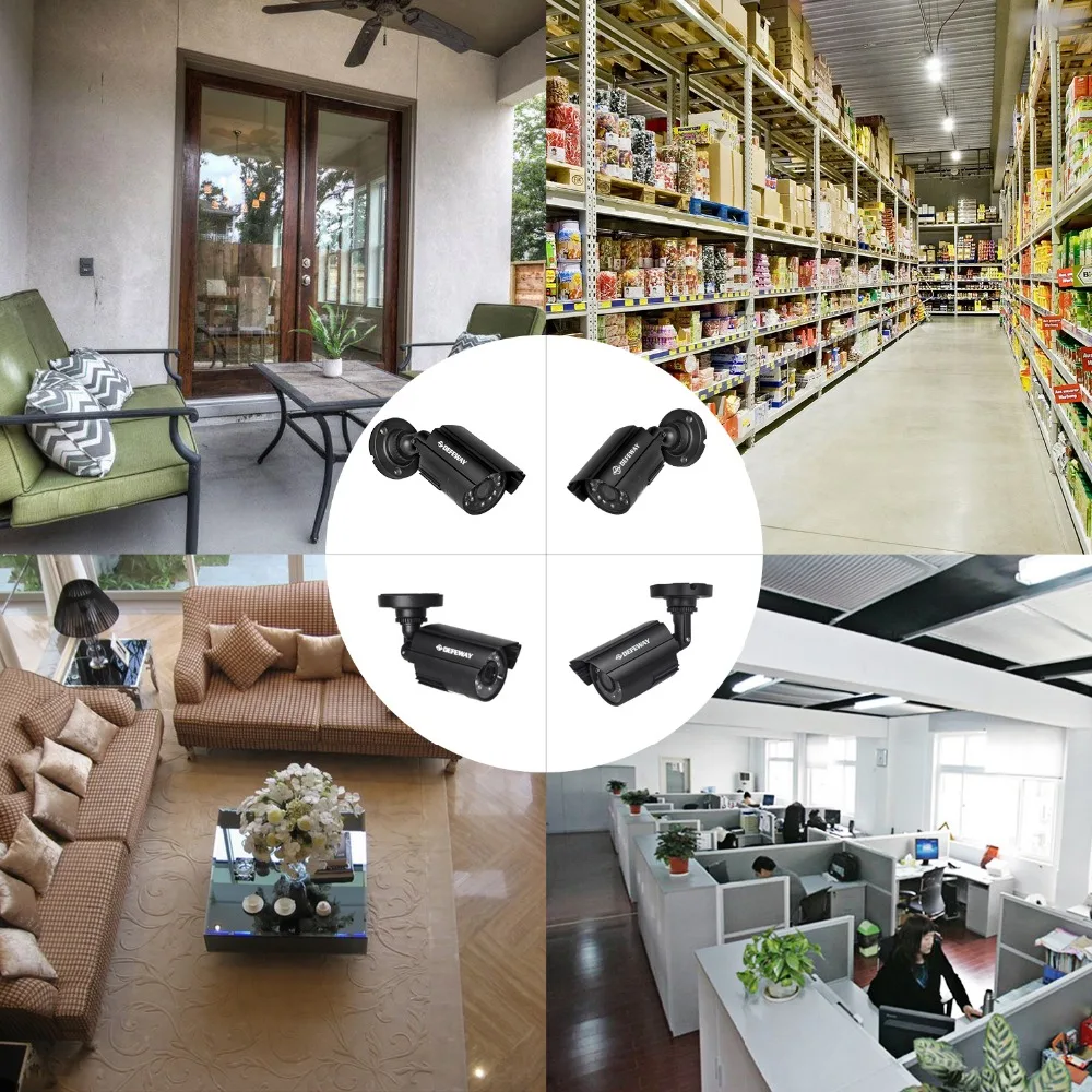 

DEFEWAY 1080N 8 Channel DVR Kit CCTV Security Camera System Video Surveillance 4PCS 720P AHD Bullet Infrared Camera 1/2TB HDD