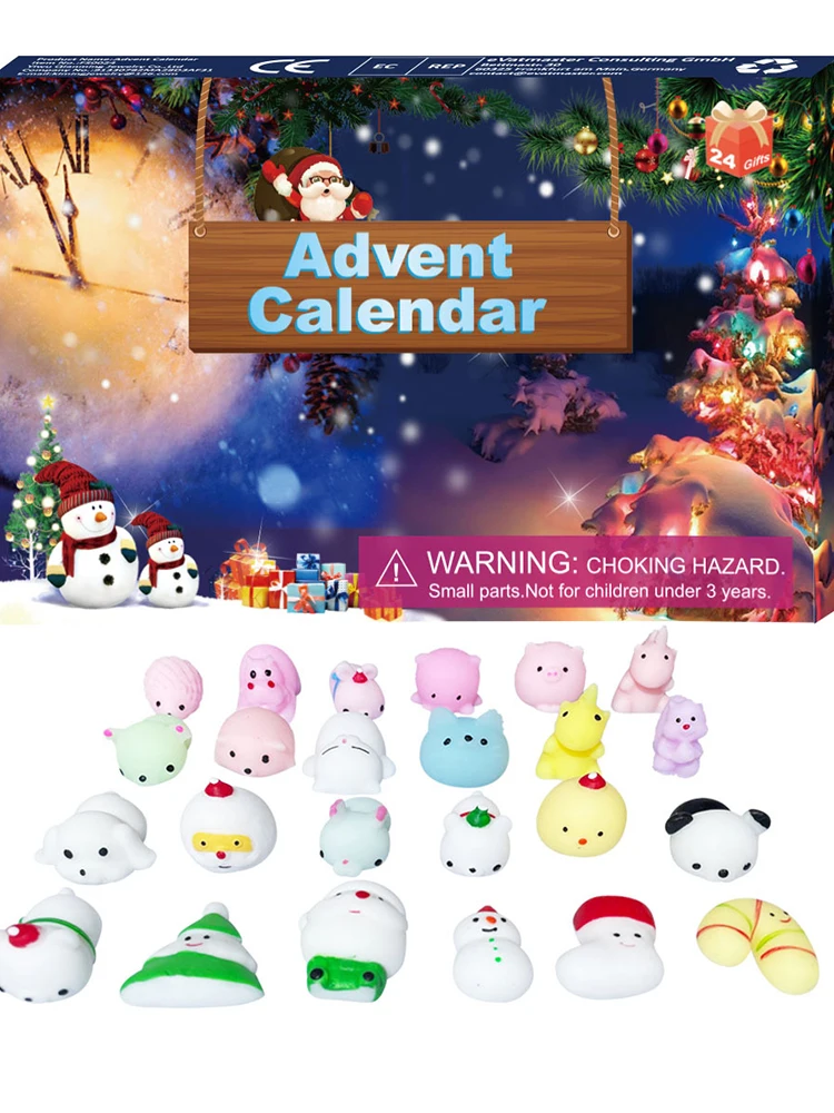 

24 шт./компл. Рождественская таинственная коробка, календарь, антистрессовые игрушки, Рождественский обратный отсчет, детская игрушка для вз...